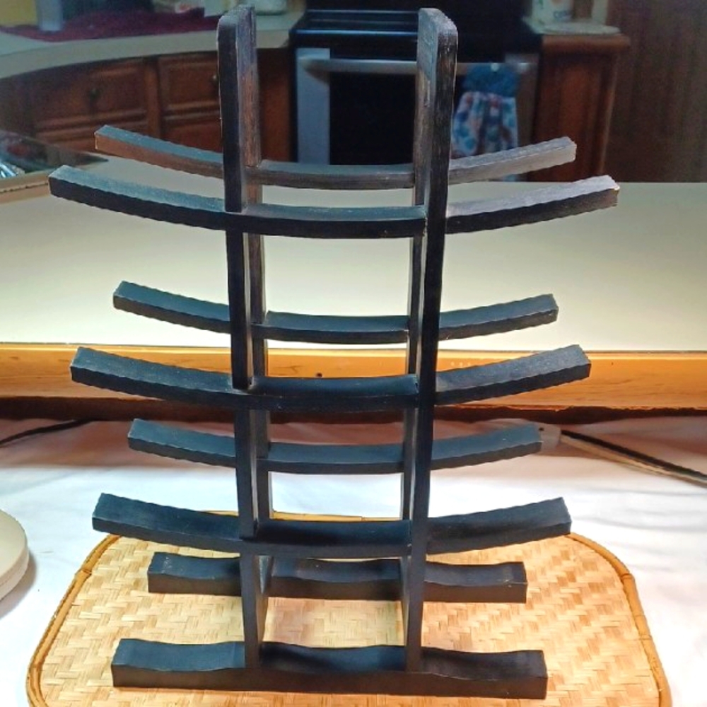 Ocean Star Design Black Real Wooden Art Display Stand For Bottles  16Tx11.5  W